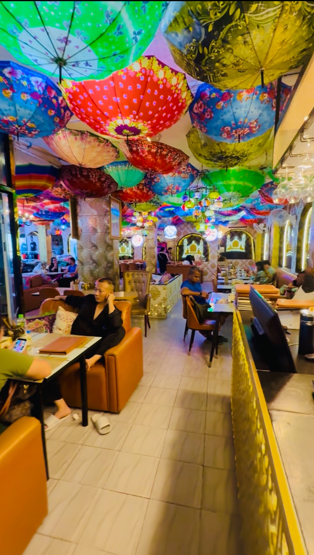 Umbrella Ceiling — Indian Royal Halal Food Restaurant, Sihanoukville